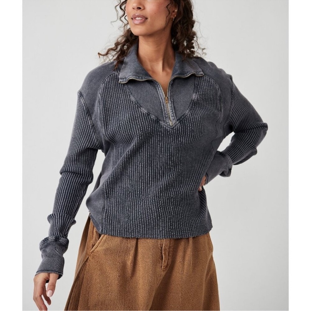 FREE PEOPLE FP One Ashton Zip Thermal / Charcoal Size M